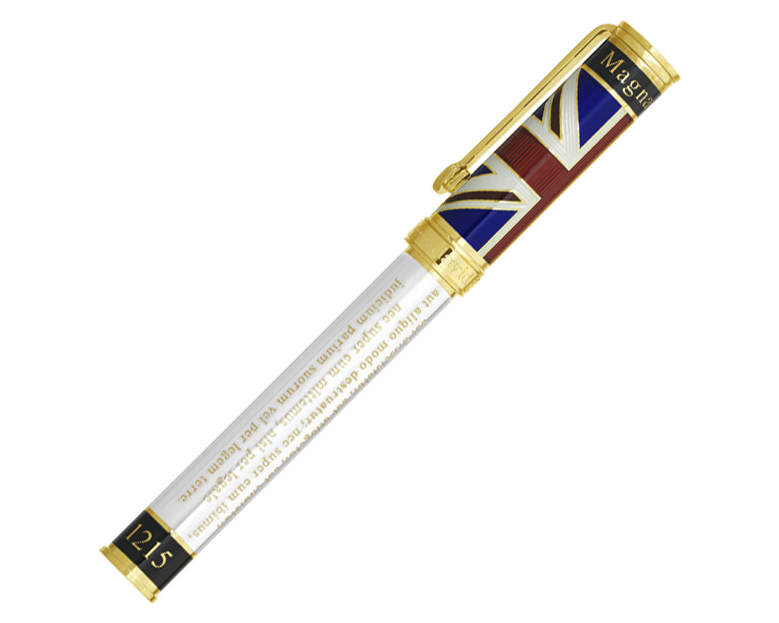 David Oscarson Magna Carta Fountain Pen - Translucent Pearl, Red, White and Blue Hard Enamel with Gold Vermeil