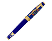 David Oscarson Tree Of Life Rollerball Pen - Sapphire Blue with Orange and Green with Gold Vermeil