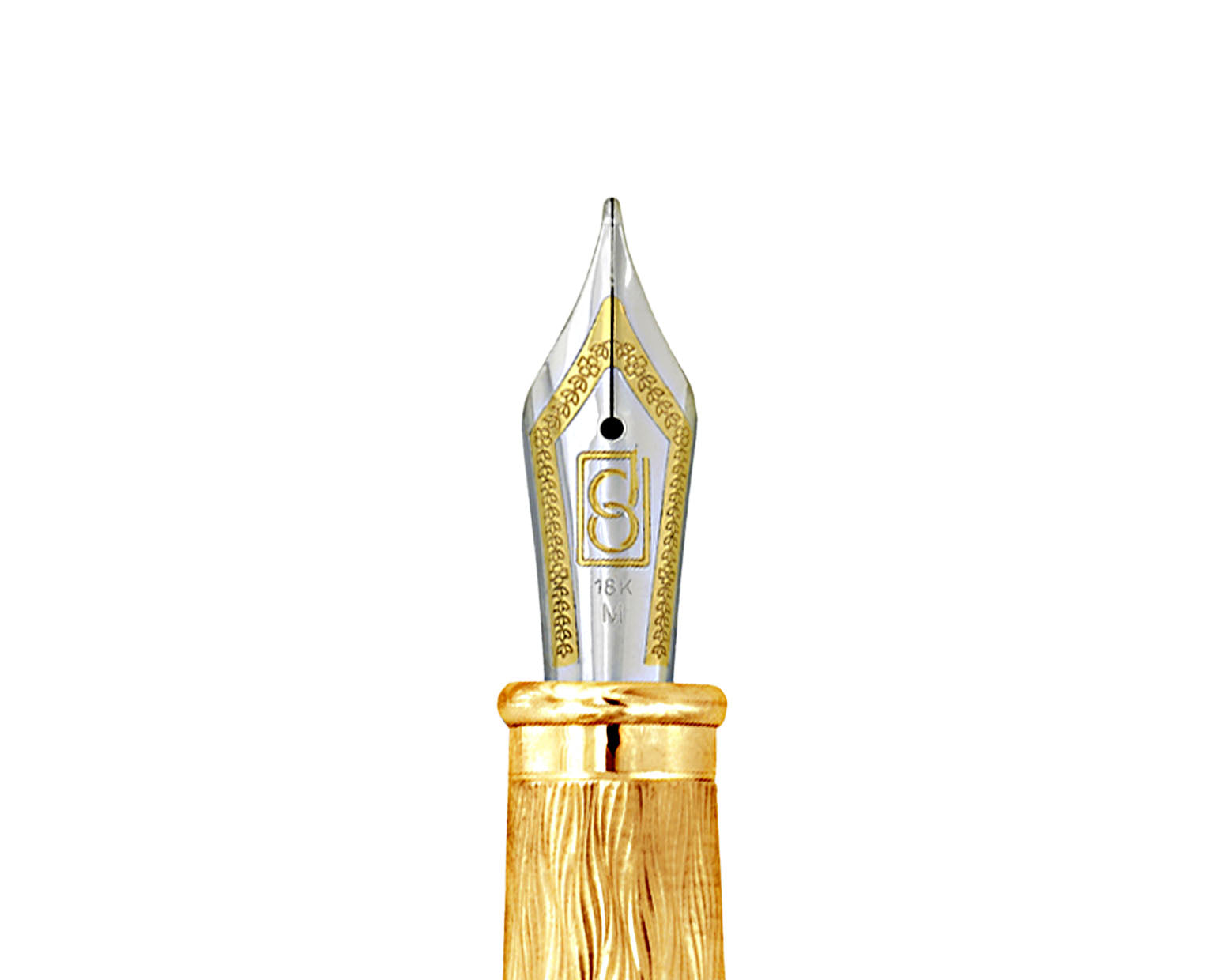 David Oscarson Tree Of Life Fountain Pen - Red with Orange and Green with Gold Vermeil