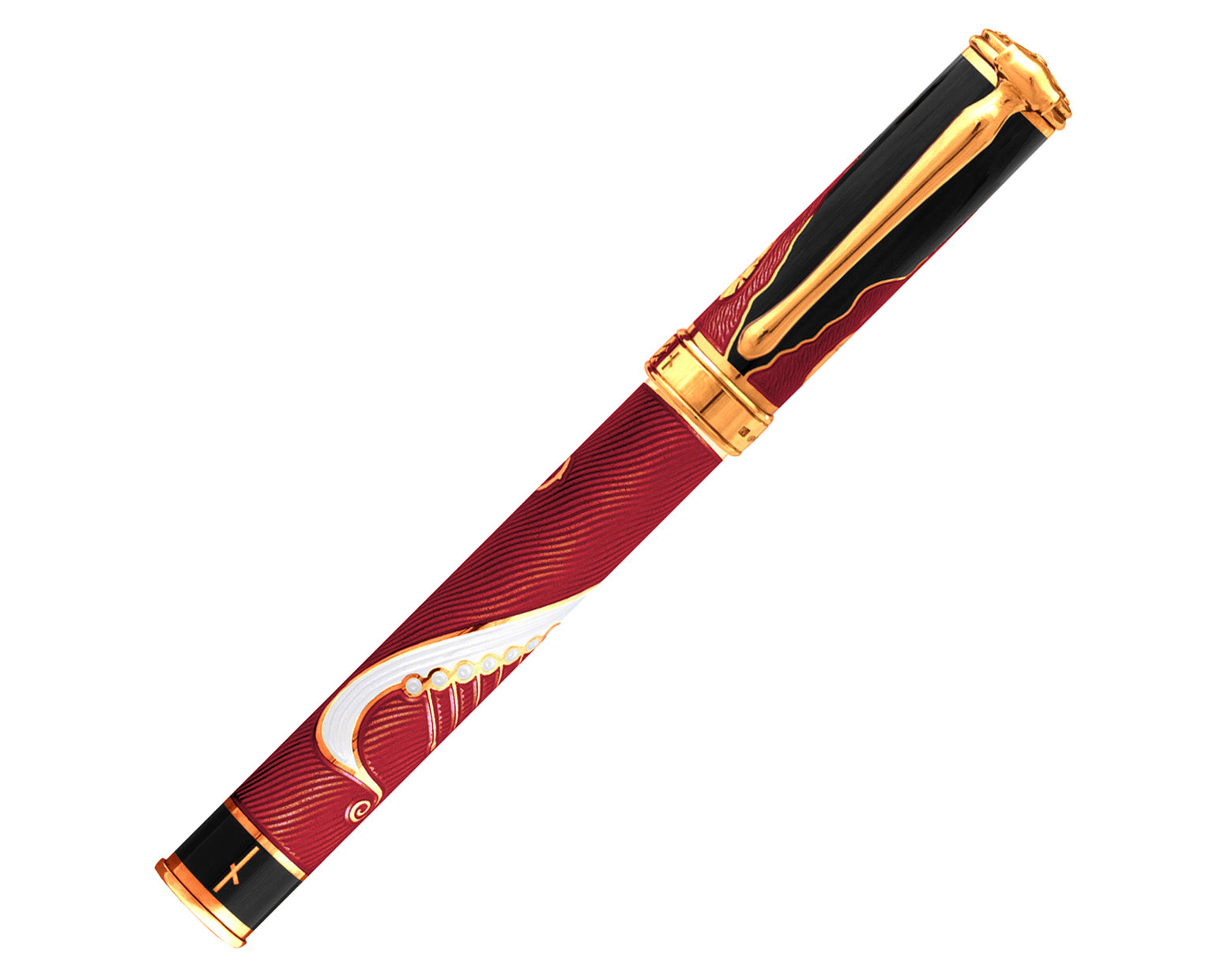 David Oscarson Valhalla Fountain Pen  - Frey - Black, White, Red