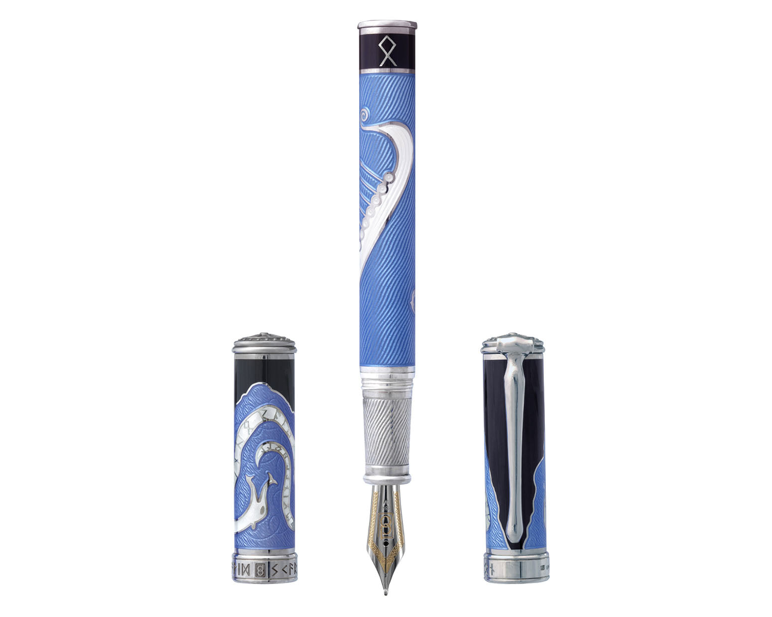 David Oscarson Valhalla Fountain Pen  - Odin - Black, White, Blue