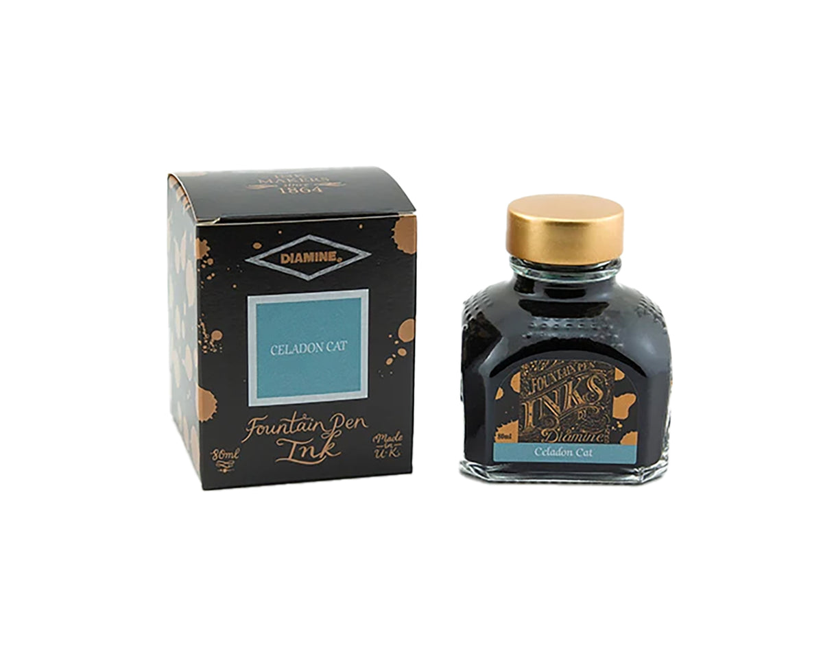 Diamine Bottled Ink 80ml - Celadon Cat