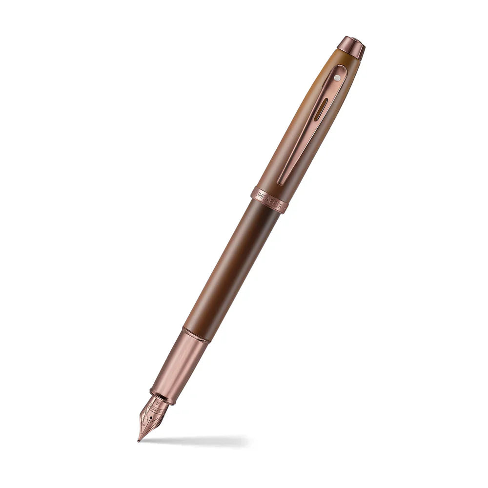 Sheaffer 100 Coffee Edition Matte Brown Fountain Pen with Regal Brown PVD Trim