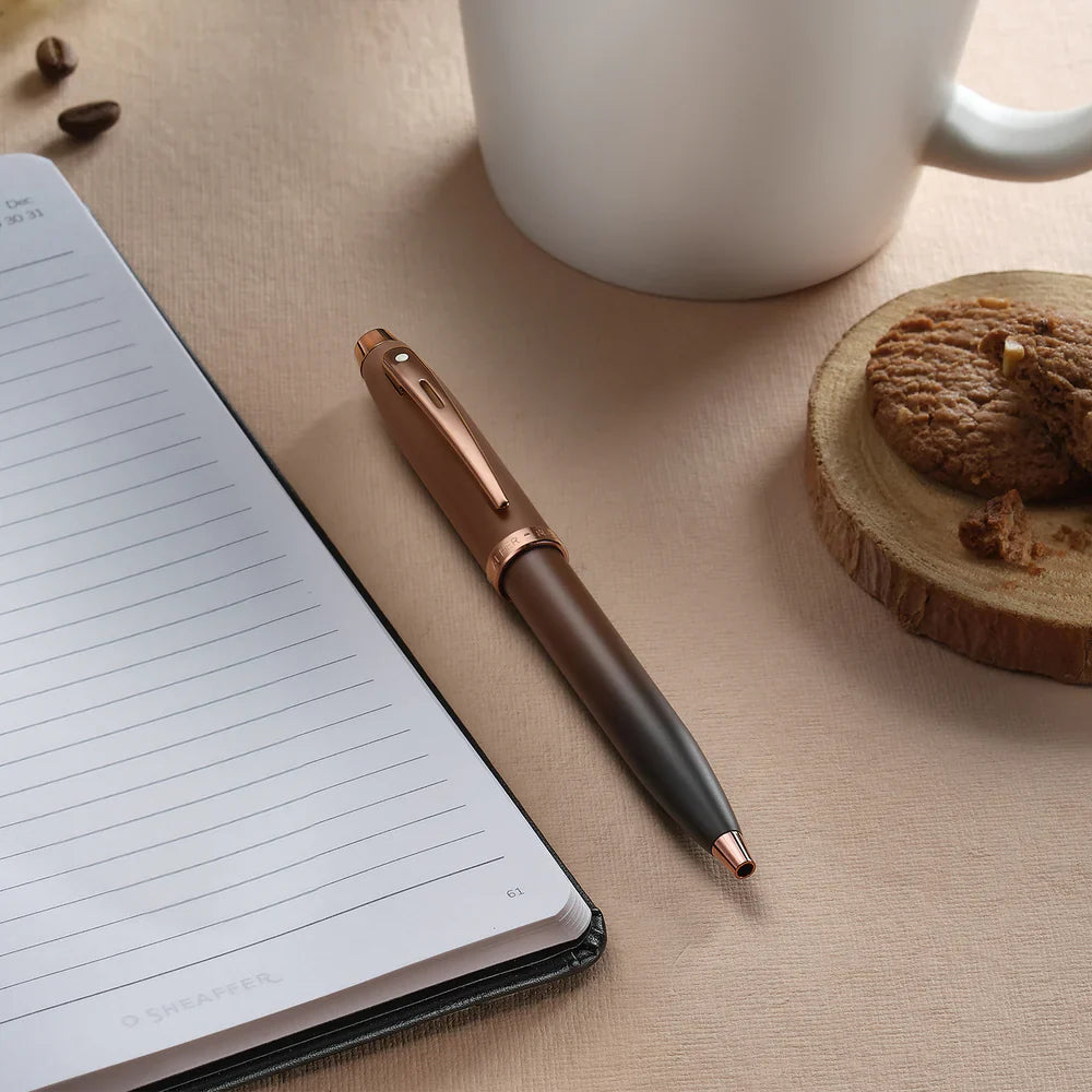 Sheaffer 100 Coffee Edition Matte Brown Ballpoint Pen with Regal Brown PVD Trims