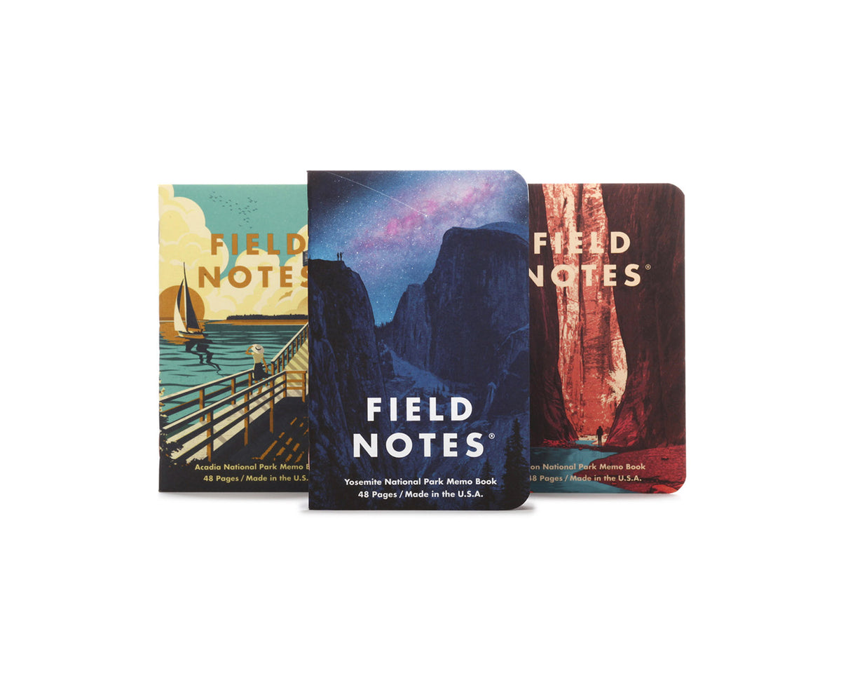 Field Notes National Parks Series A: Yosemite, Acadia, Zion - 3 Pack
