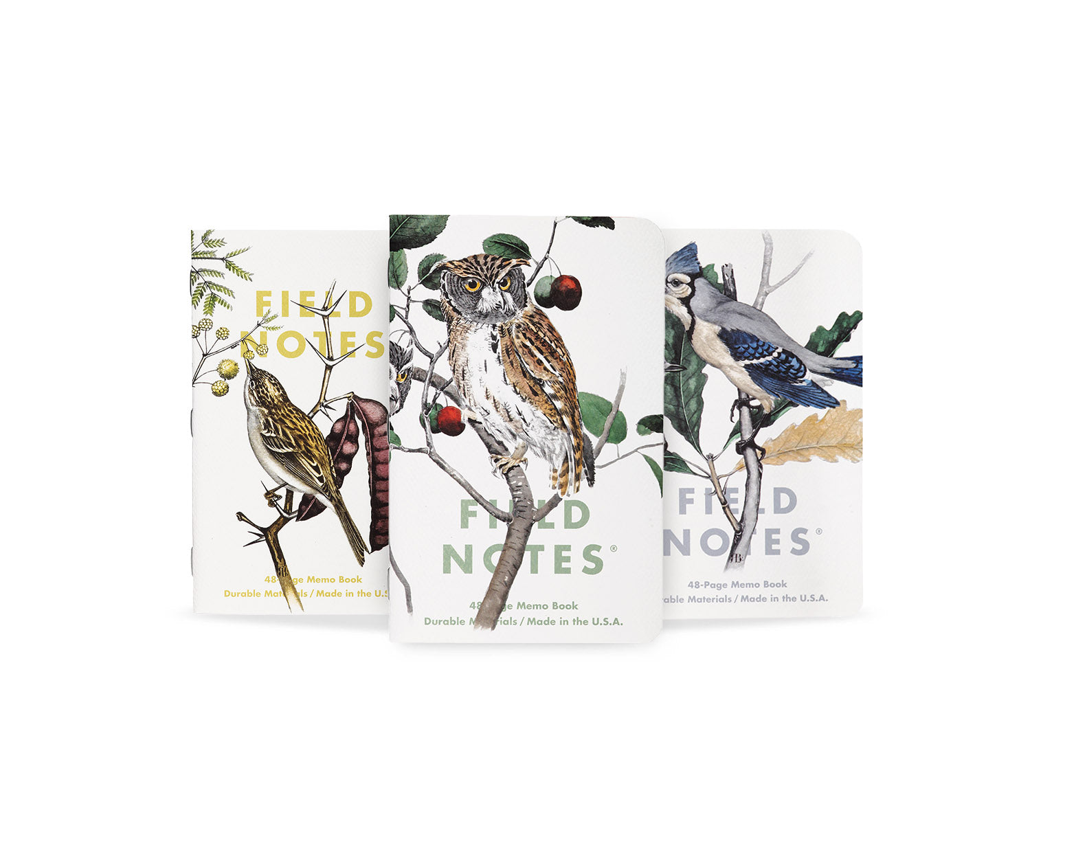 Field Notes Birds & Trees of North America Series A: Screech Owl, Blue Jay, Brewer Sparrow - 3 Pack
