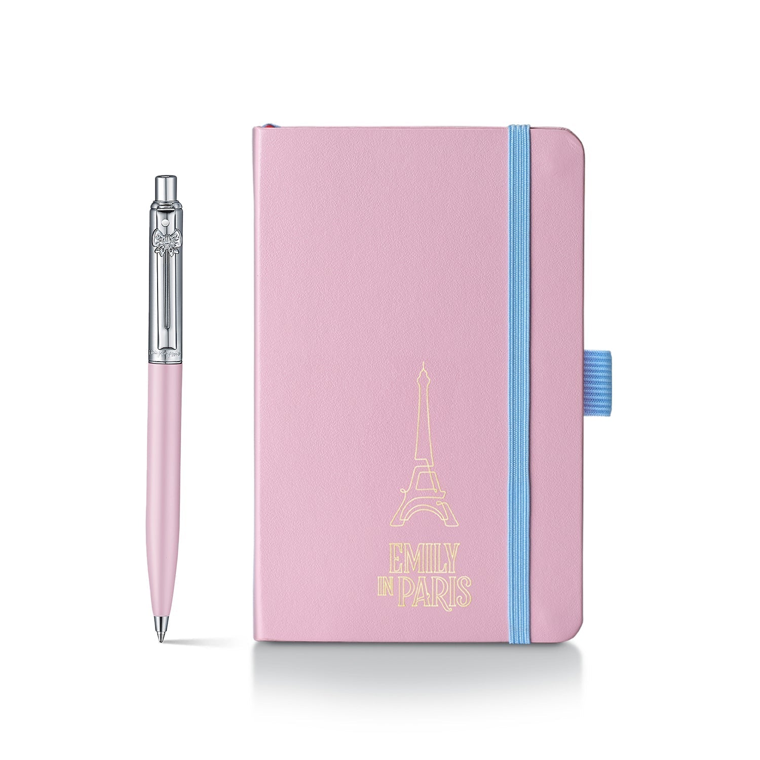 Sheaffer Emily in Paris Sentinel Pink Matte Ballpoint Pen with Chrome Trim & Small Hardbound Notebook Gift Set