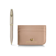 Sheaffer 100 Emily in Paris Champagne Gold Ballpoint Pen & Full-Grain Credit Card Holder Gift Set