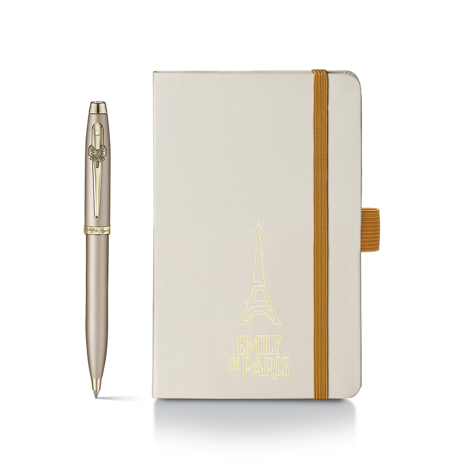 Sheaffer 100 Emily in Paris 9377 Champagne Gold Ballpoint Pen & Hardbound Small Notebook Gift Set