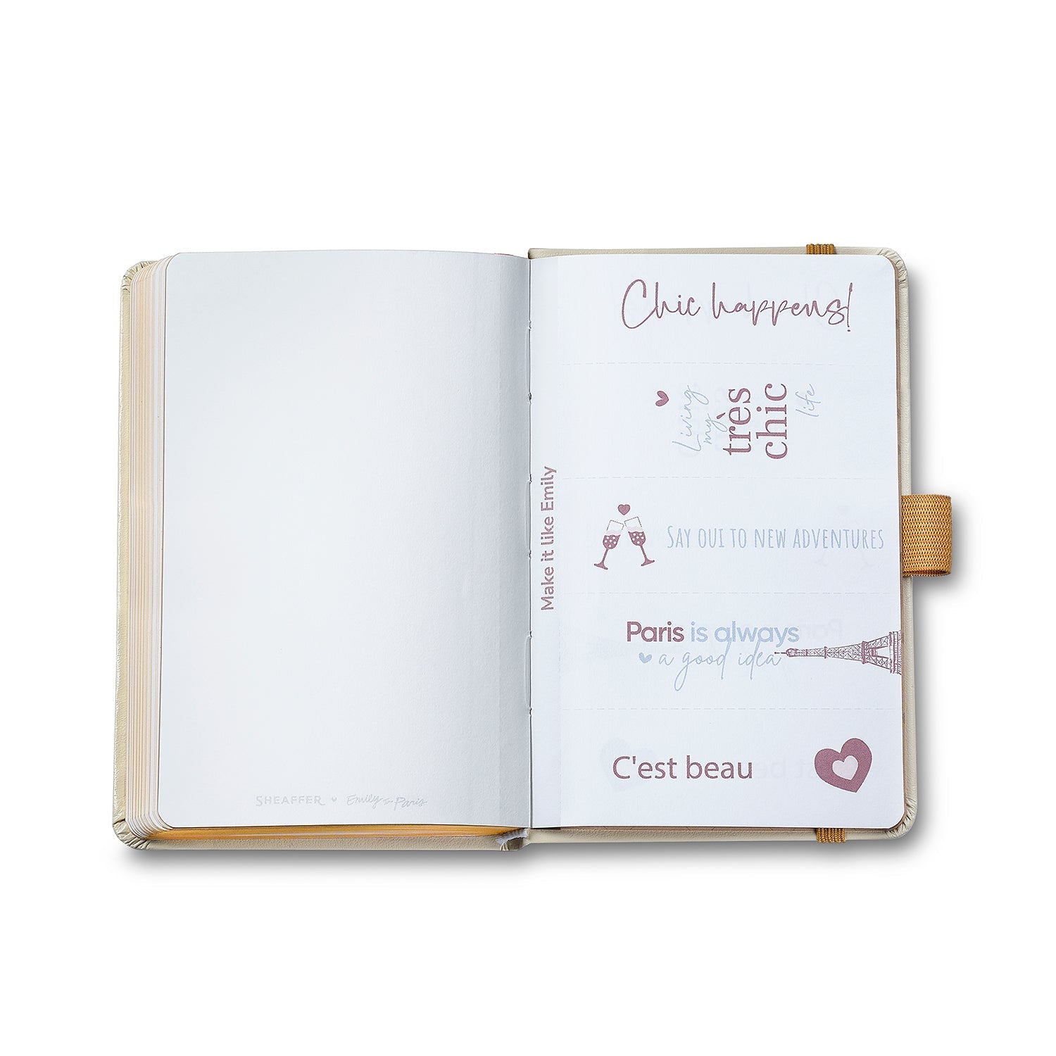 Sheaffer 100 Emily in Paris 9377 Champagne Gold Ballpoint Pen & Hardbound Small Notebook Gift Set