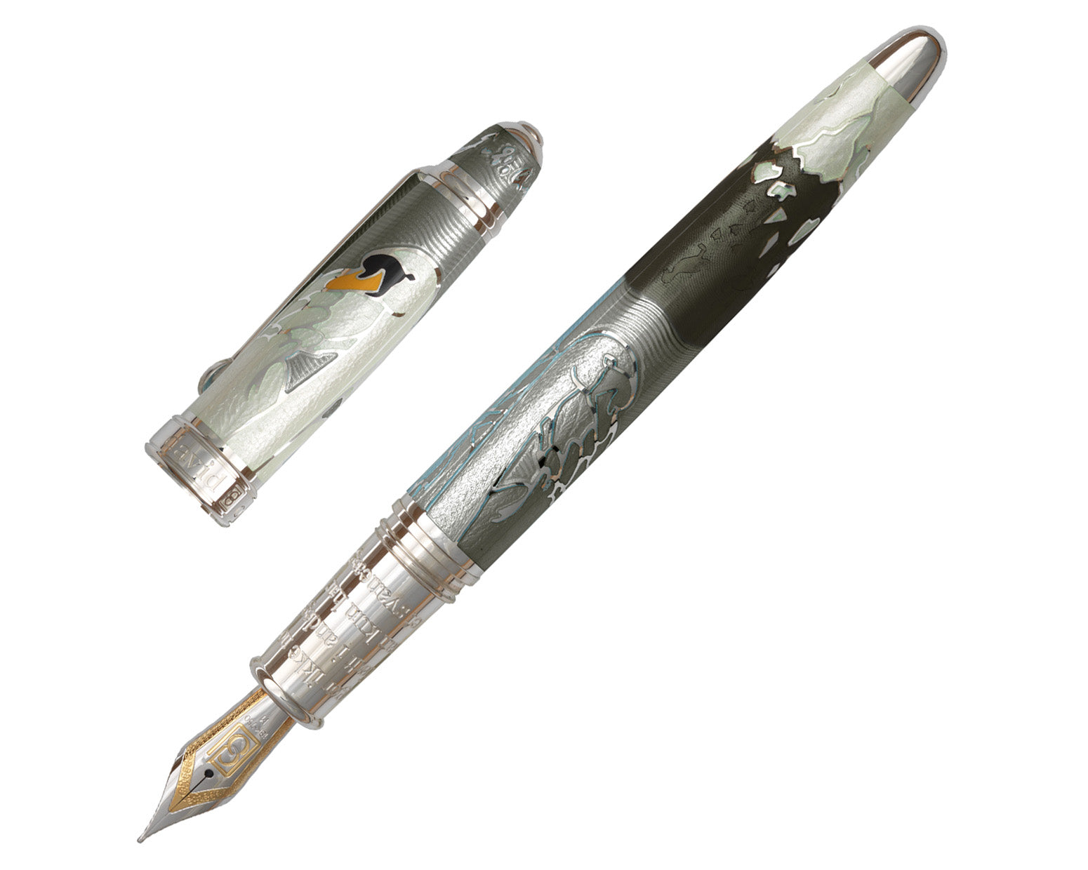 David Oscarson Hans Christian Andersen Fountain Pen - Translucent Grey, Mossy Black and White