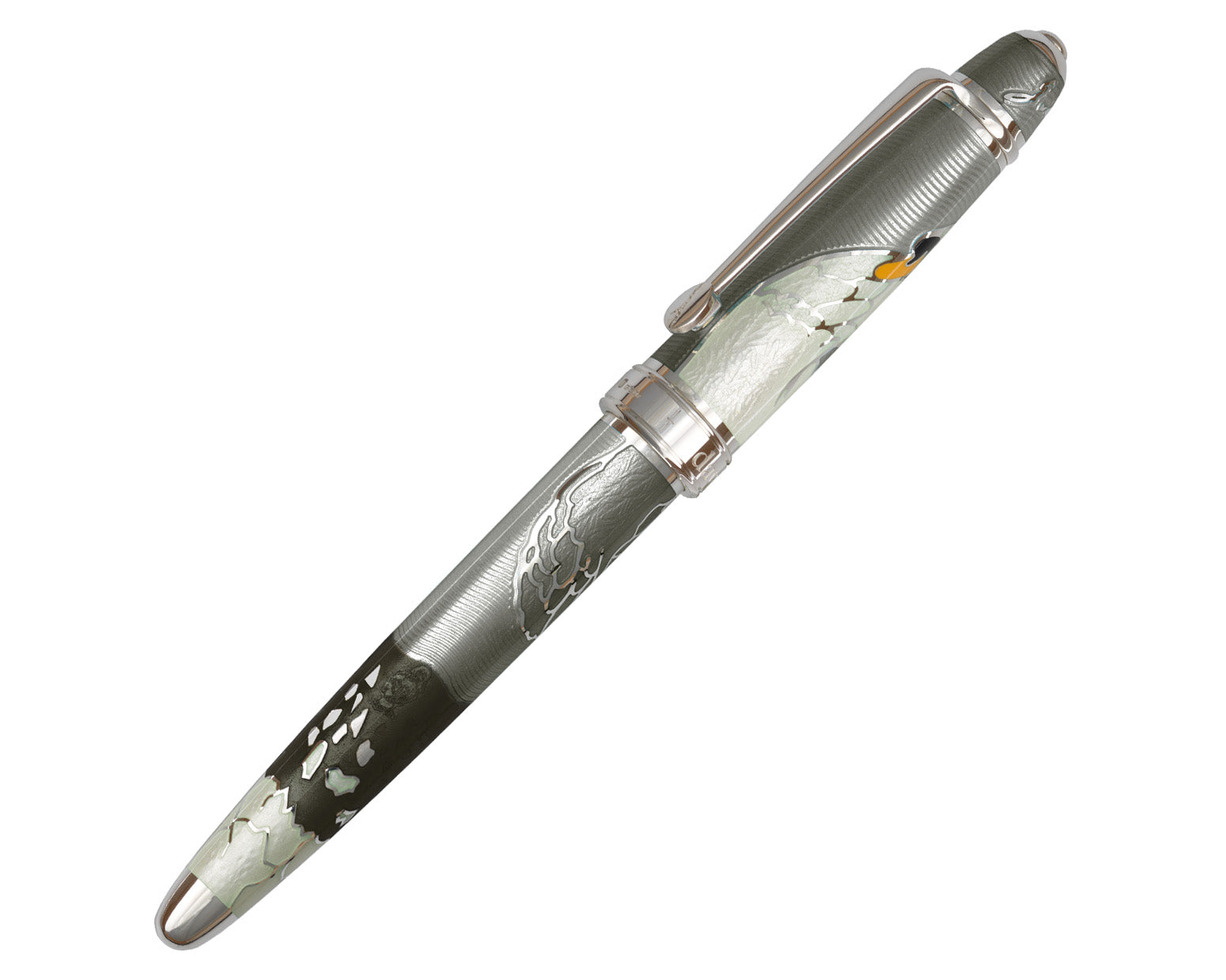 David Oscarson Hans Christian Andersen Fountain Pen - Translucent Grey, Mossy Black and White