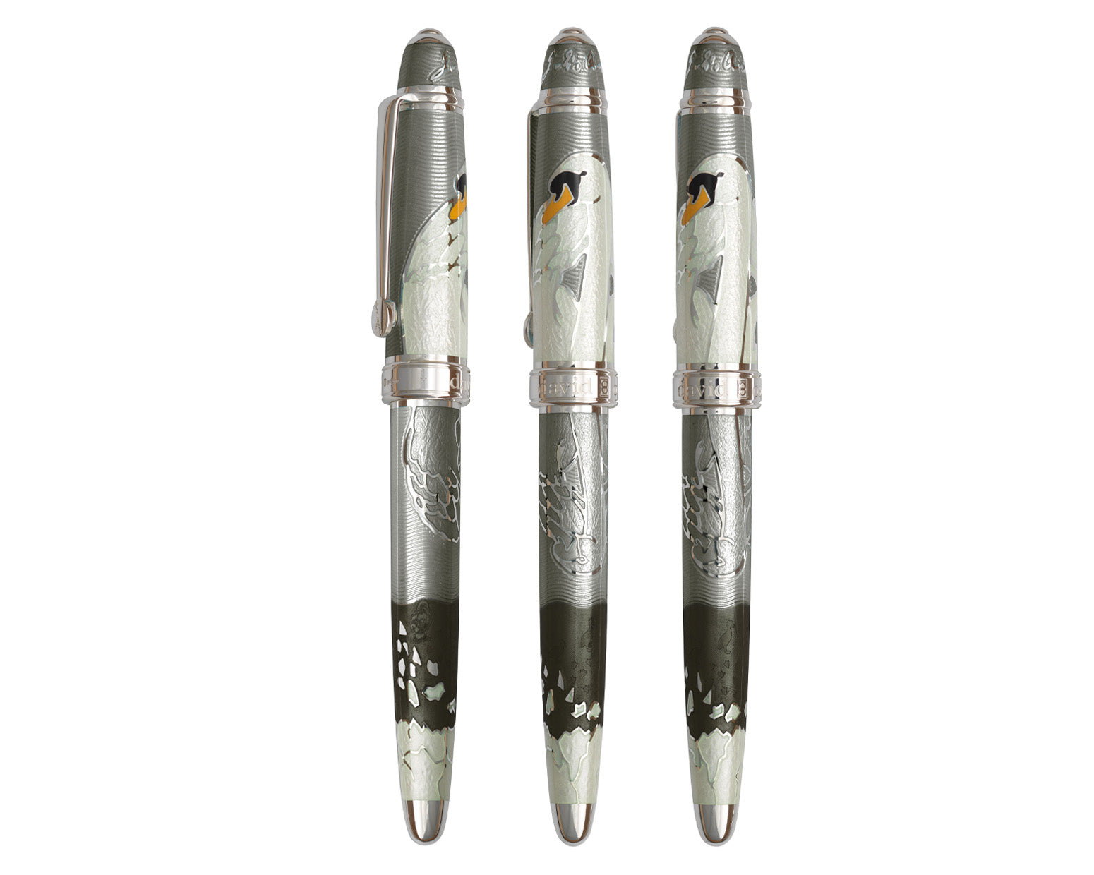 David Oscarson Hans Christian Andersen Fountain Pen - Translucent Grey, Mossy Black and White