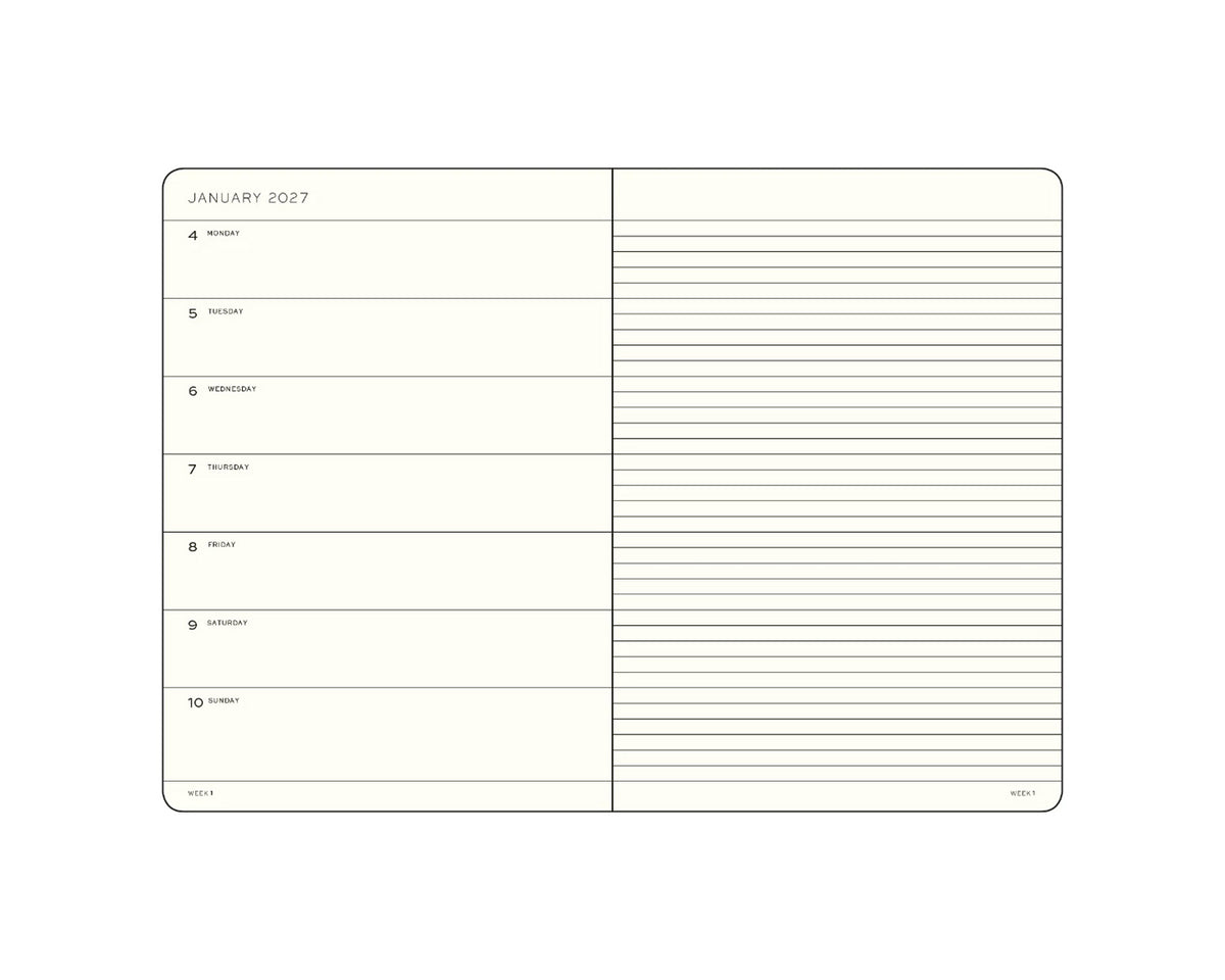 Leuchtturm1917 2027 Weekly Planner & Notebook Hardcover Medium A5 - Black