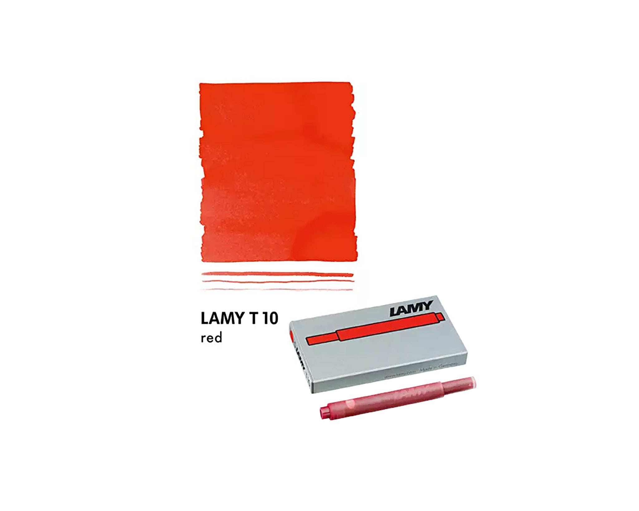 Lamy T10 Giant Fountain Pen Ink Cartridge Refill 5-Pack - Red