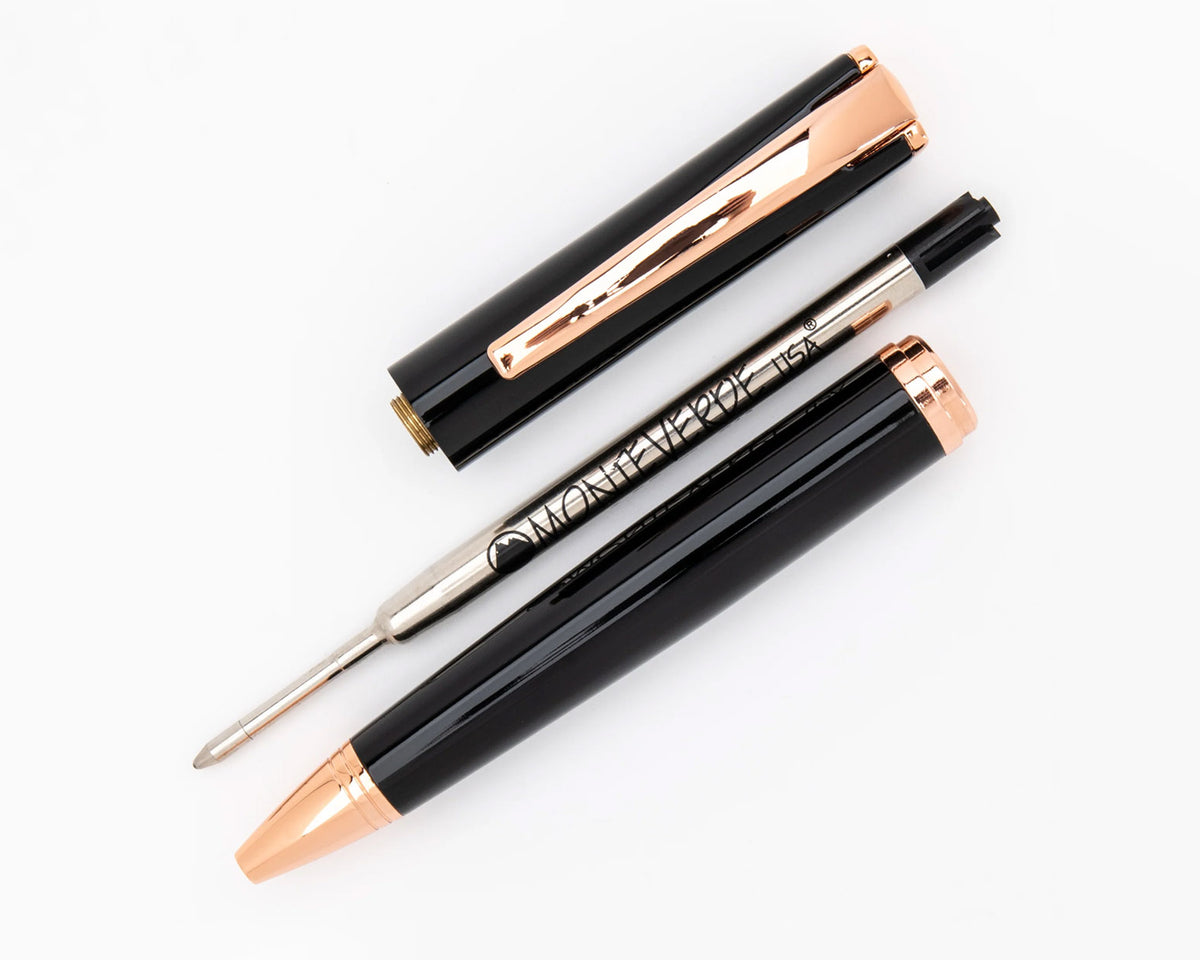 Monteverde Impressa Black with Rose Gold Trim Ballpoint Pen