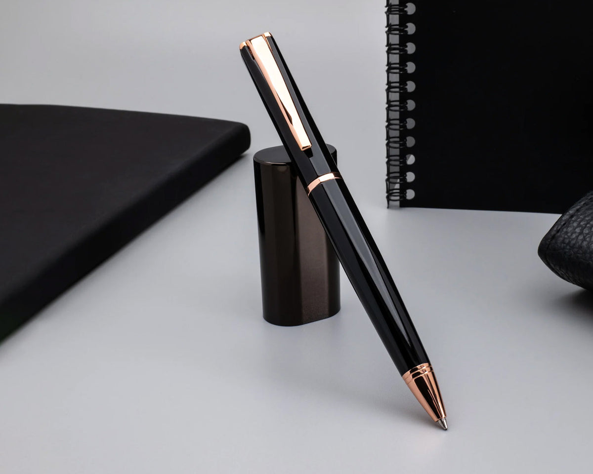 Monteverde Impressa Black with Rose Gold Trim Ballpoint Pen