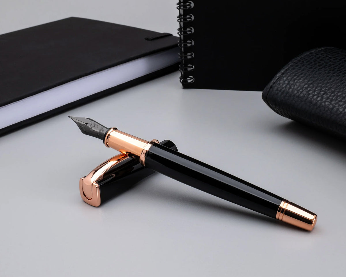 Monteverde Impressa Black with Rose Gold Trim Fountain Pen