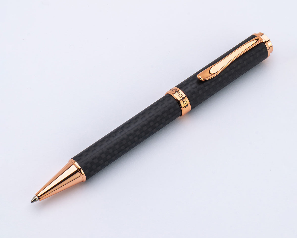 Monteverde Innova Matte Carbon Fiber Ballpoint Pen with Rose Gold Trim