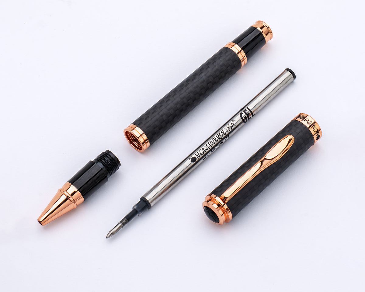 Monteverde Innova Matte Carbon Fiber Rollerball Pen with Rose Gold Trim