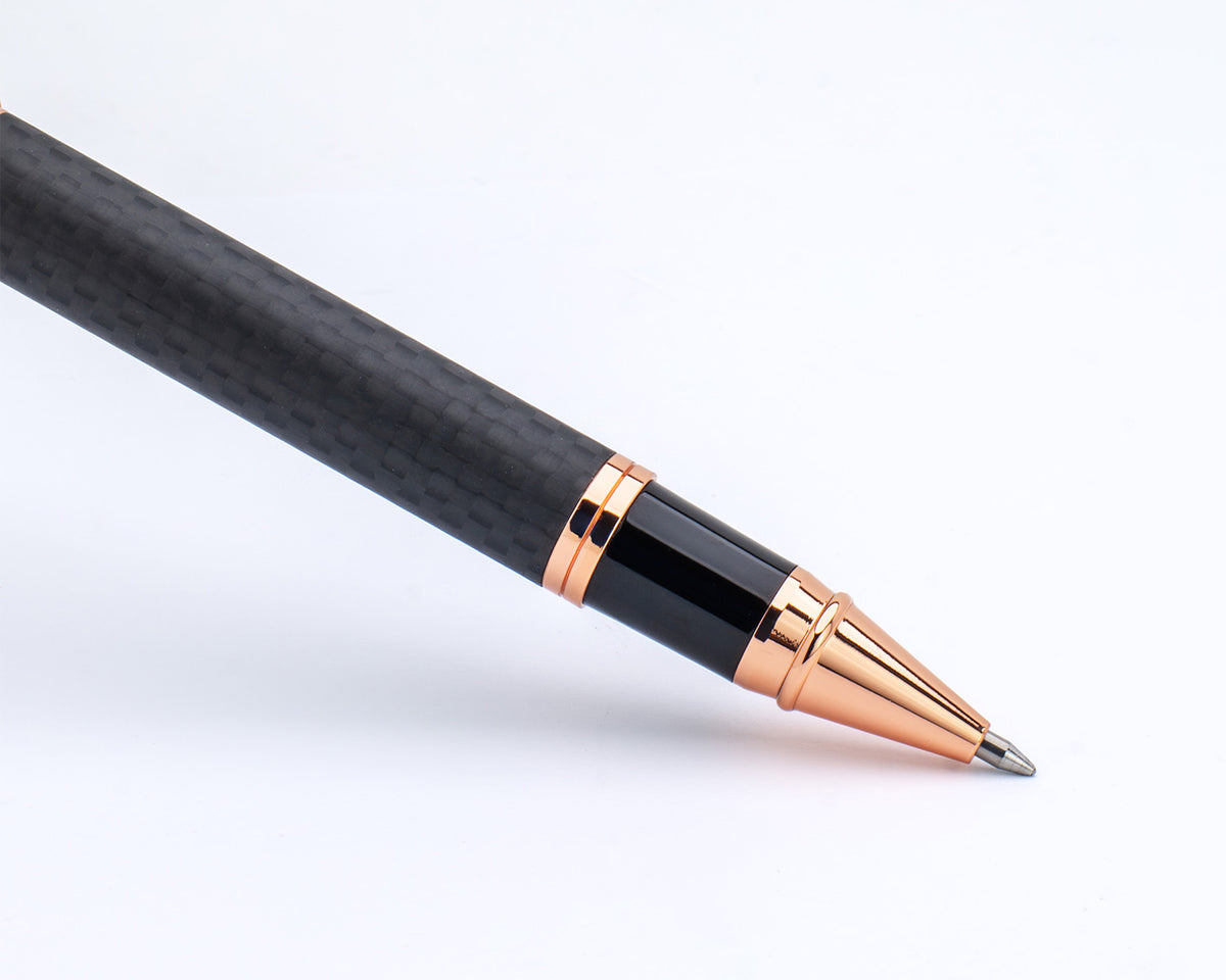 Monteverde Innova Matte Carbon Fiber Rollerball Pen with Rose Gold Trim