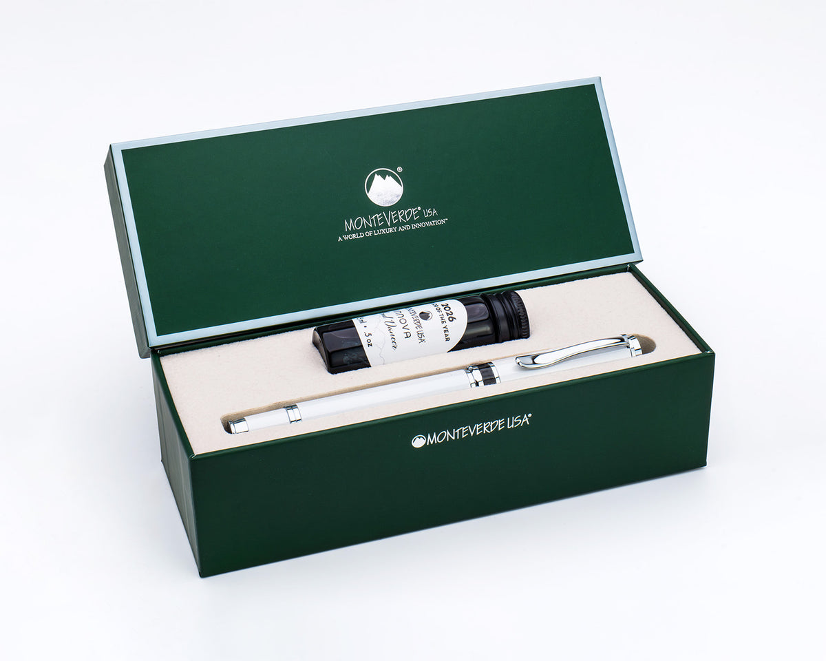 Monteverde Innova Color of The Year 2026 Cloud Dancer with Chrome Trim Fountain Pen Set (Limited Edition)