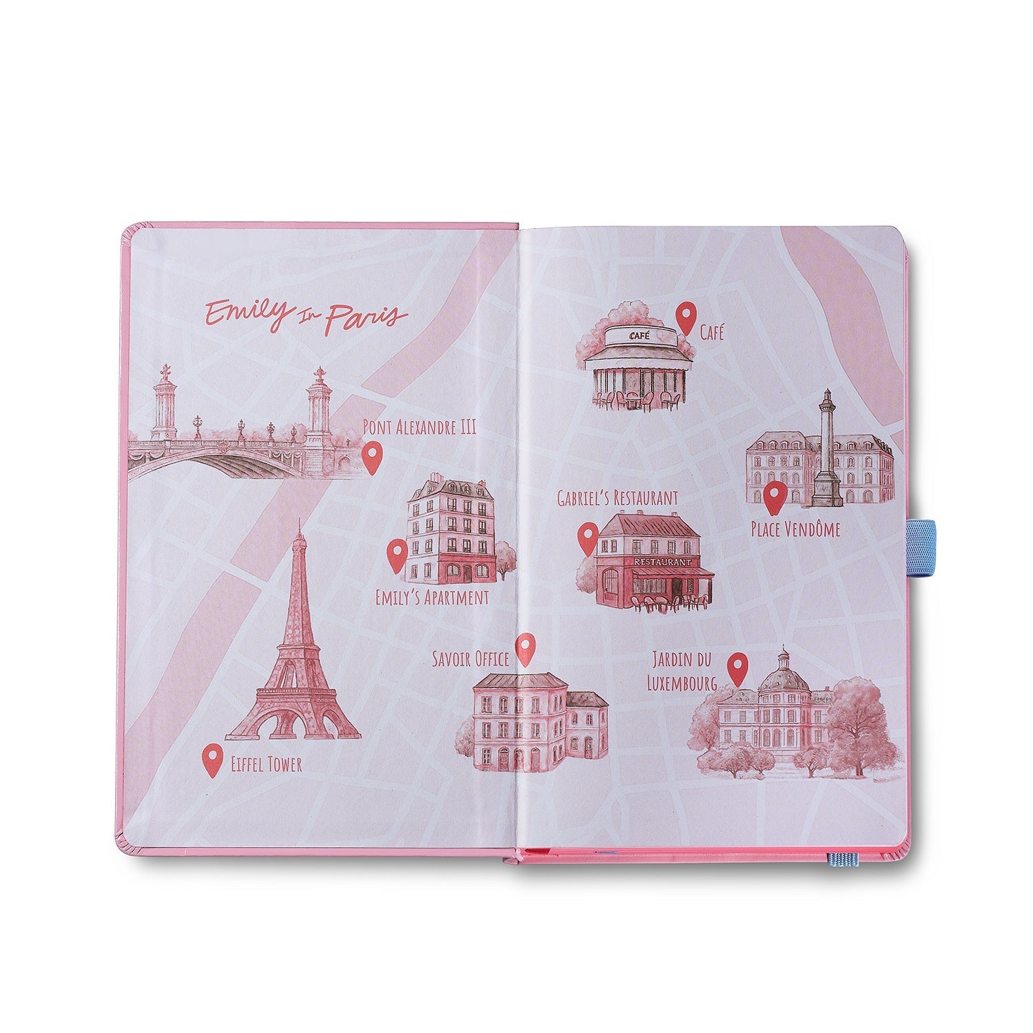 Sheaffer Emily in Paris Medium Notebook 90 GSM Ink Friendly Paper with Embossed Eiffel Tower - Pink