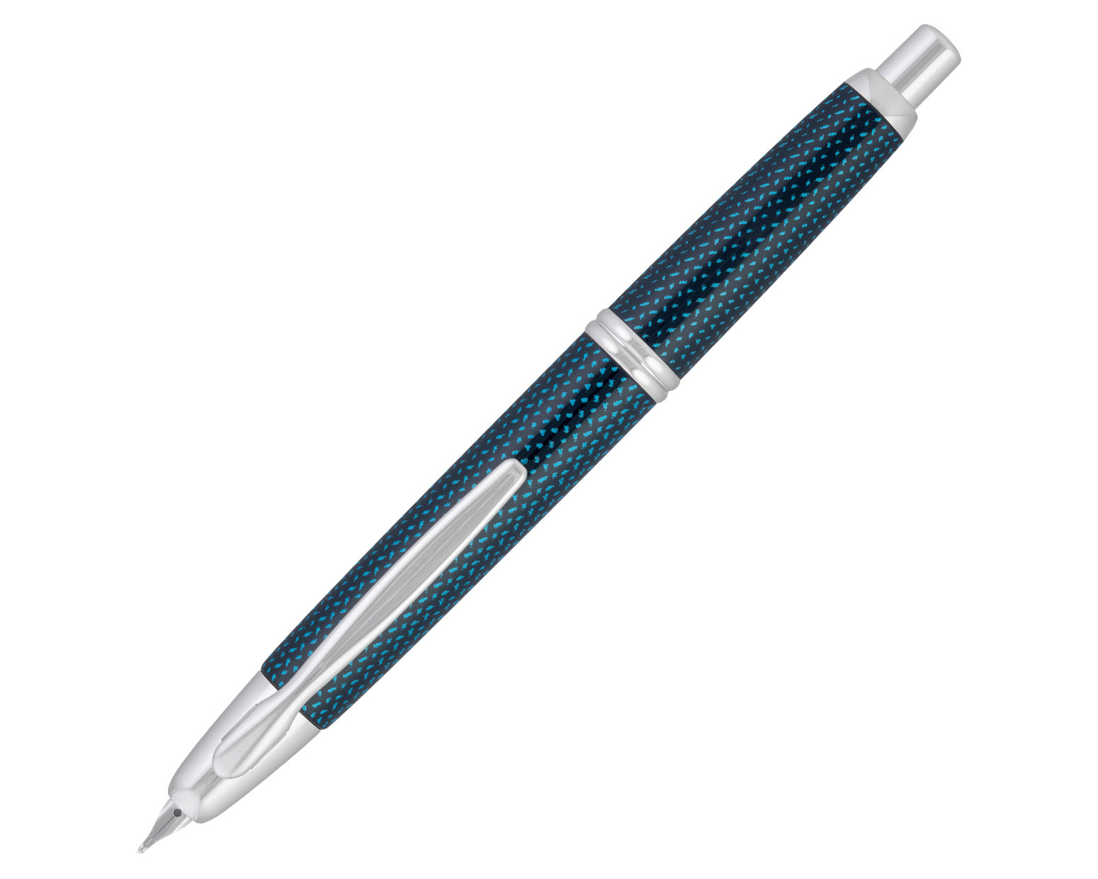 Pilot Vanishing Point  Blue Carbonesque / Rhodium Fountain Pen