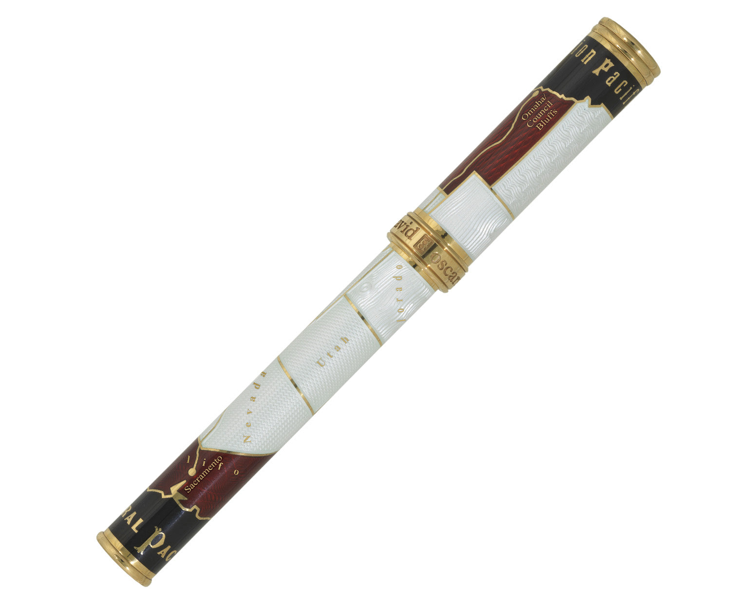 David Oscarson Golden Spike Fountain Pen - Ruby Red and Gold