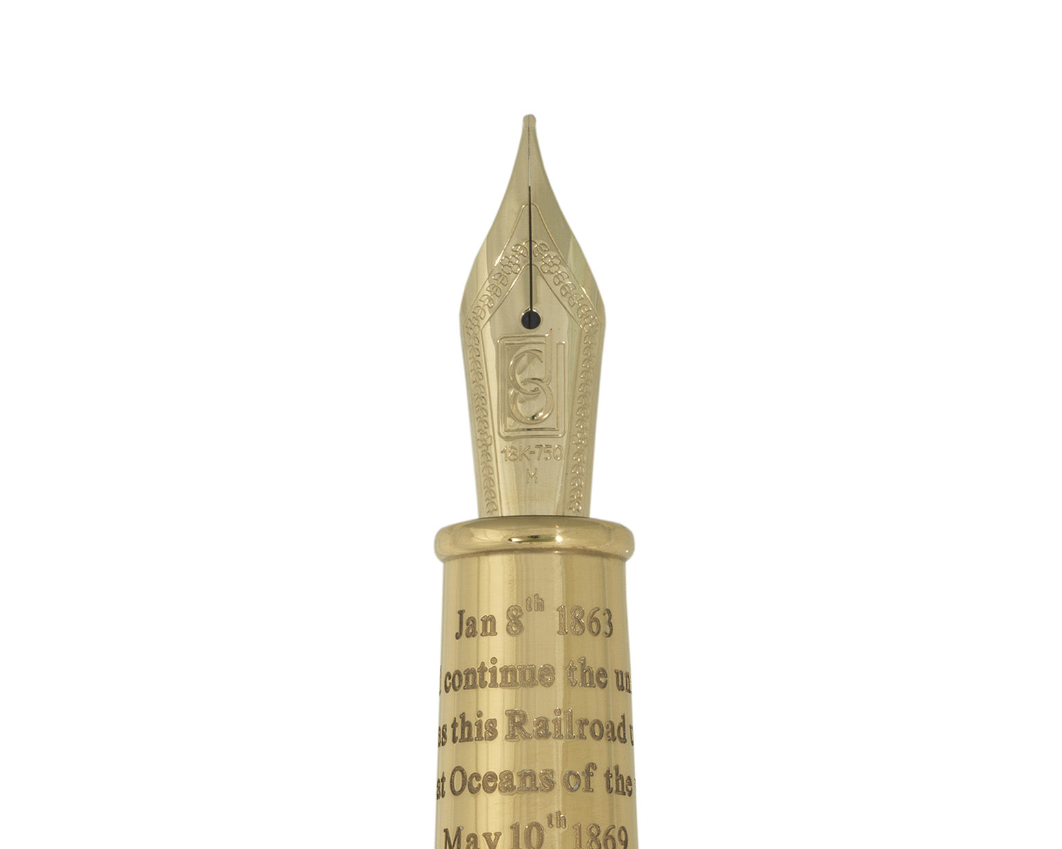 David Oscarson Golden Spike Fountain Pen - Ruby Red and Gold