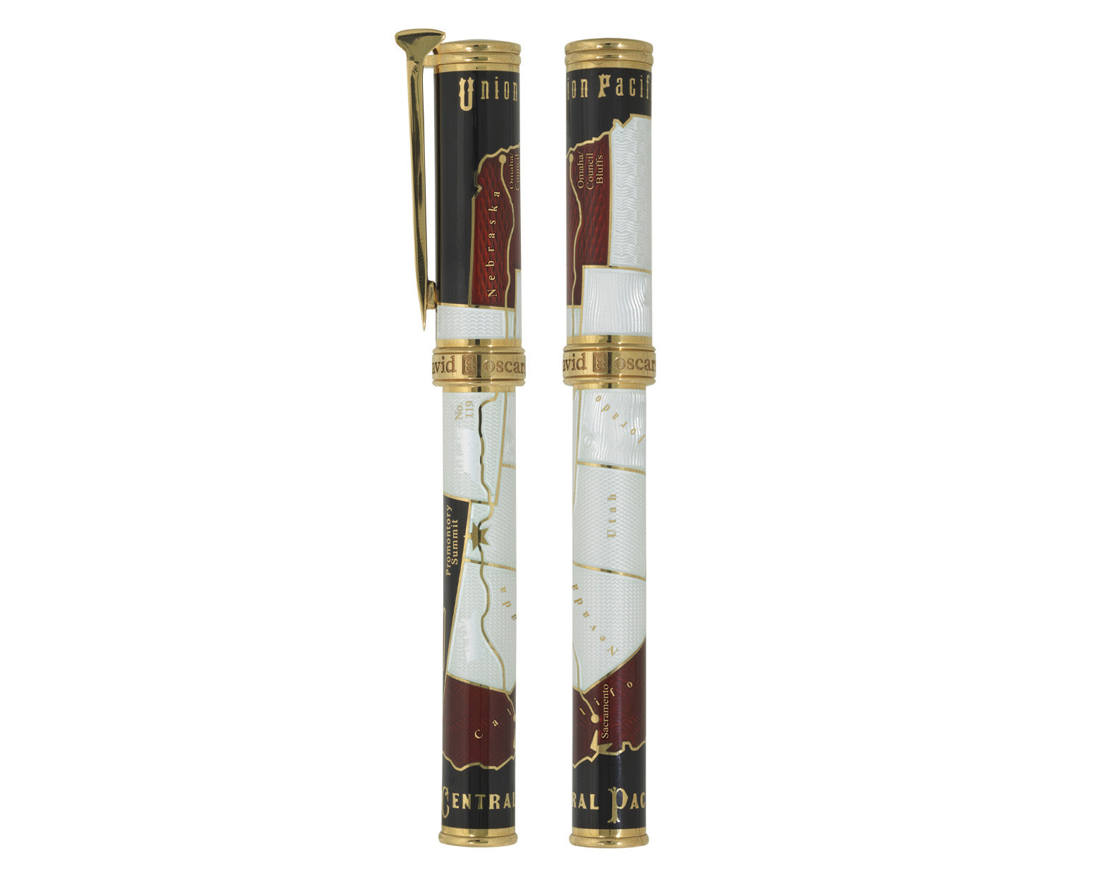 David Oscarson Golden Spike Fountain Pen - Ruby Red and Gold