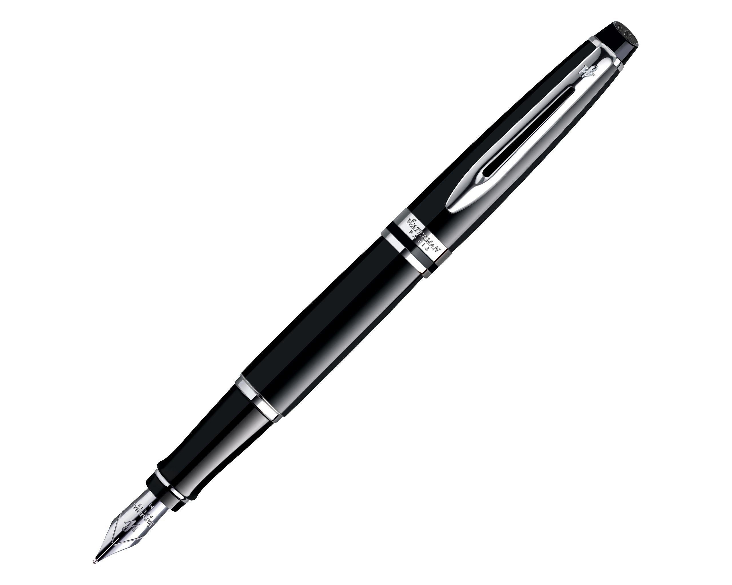 Waterman Expert Fountain Pen - Black with Chrome Trim