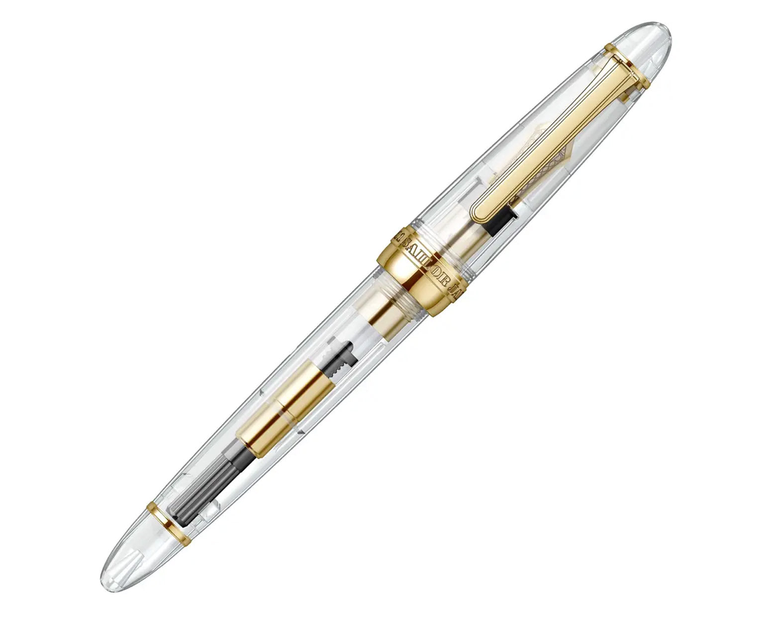 Sailor 1911L Demonstrator Fountain Pen Transparent with Gold Trim