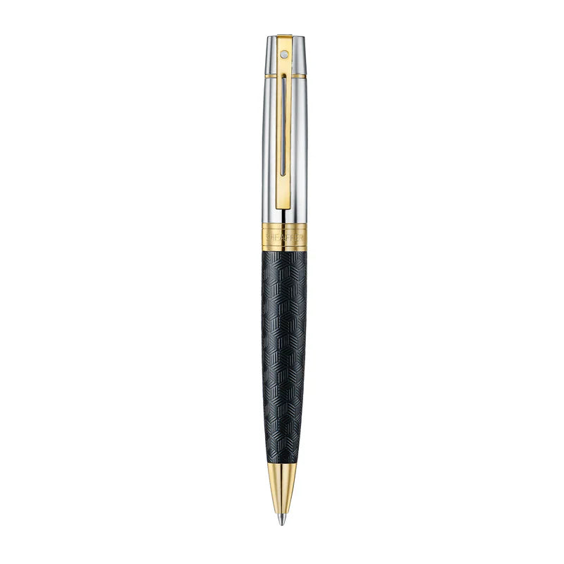 Sheaffer 300 Engraved Matte Black with Chrome Cap/PVD Gold Trim Ballpoint Pen