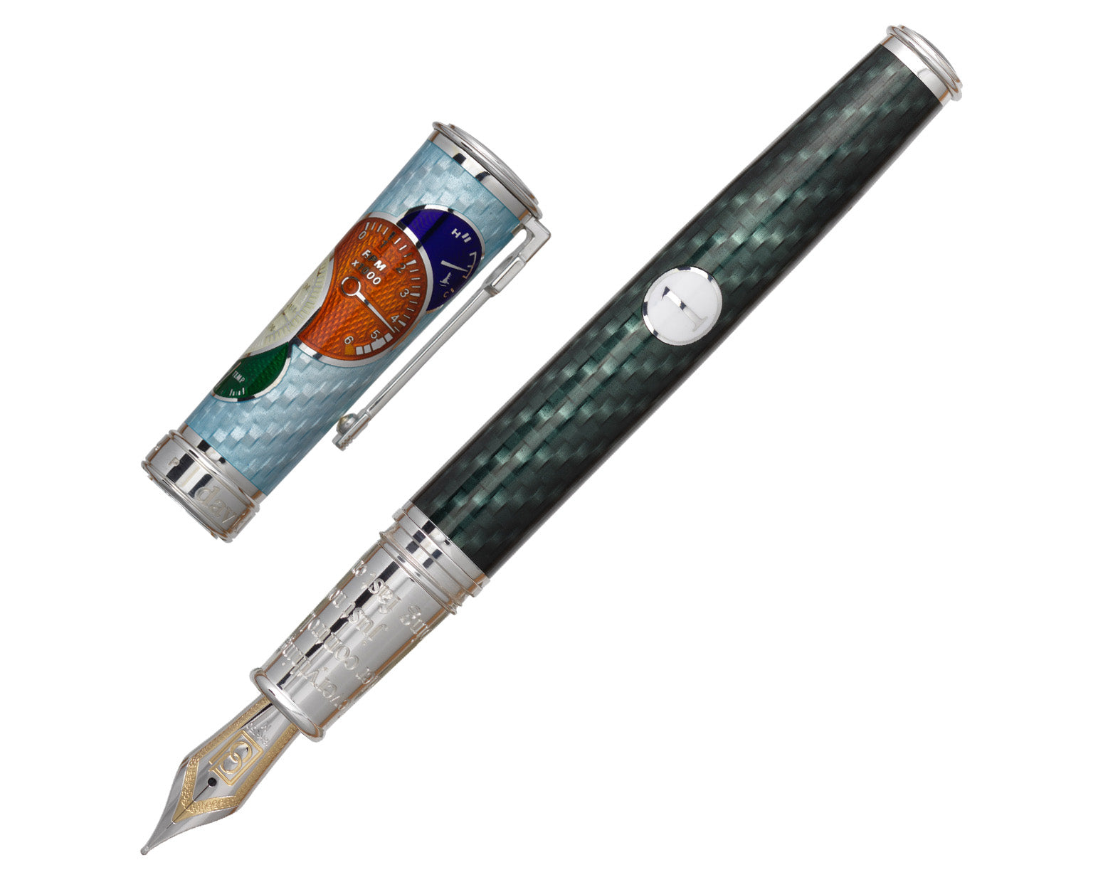 David Oscarson Take it to the Limit Fountain Pen - Azure Blue and Carbon Black
