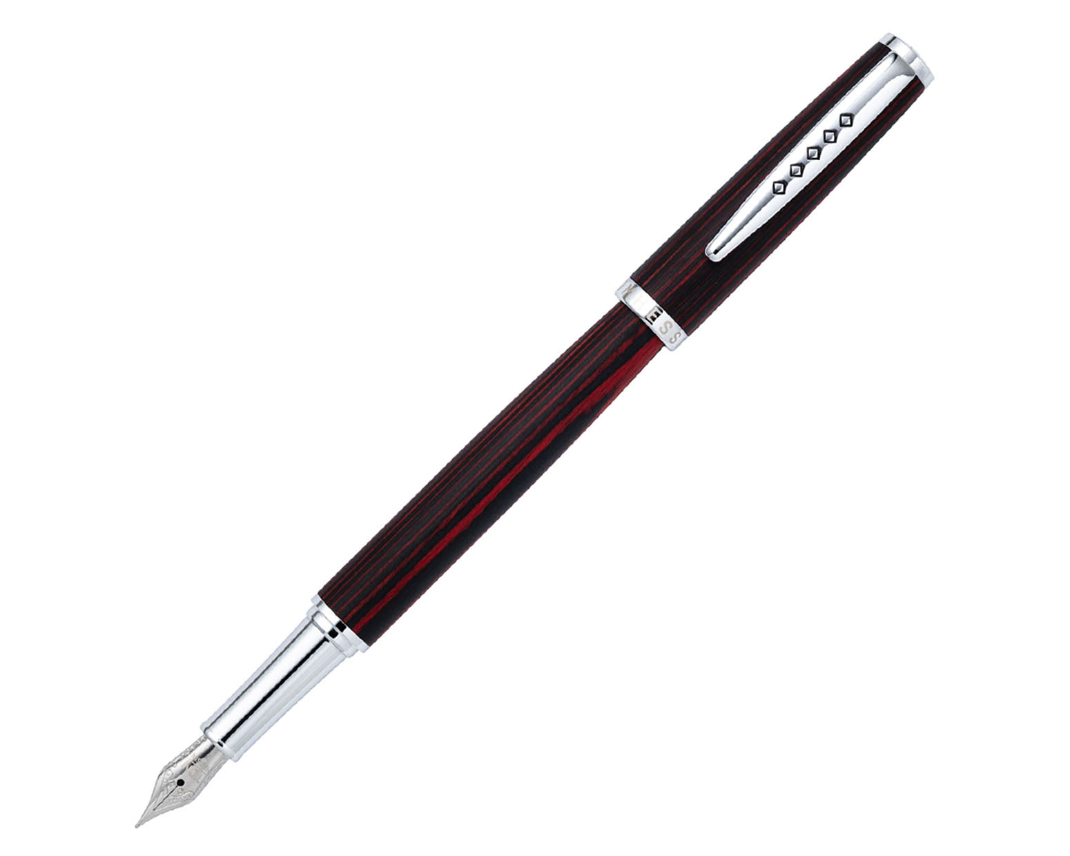 Tom Hessin Edinburgh Collection Forth Bridge Red Fountain Pen with Chrome Trim