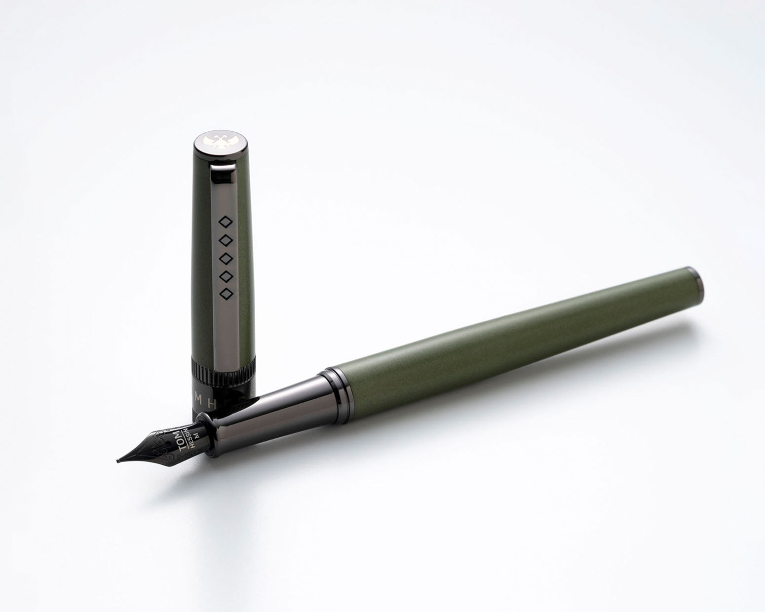 Tom Hessin Rebel Collection Garrison Green Fountain Pen with Gunmetal Trim