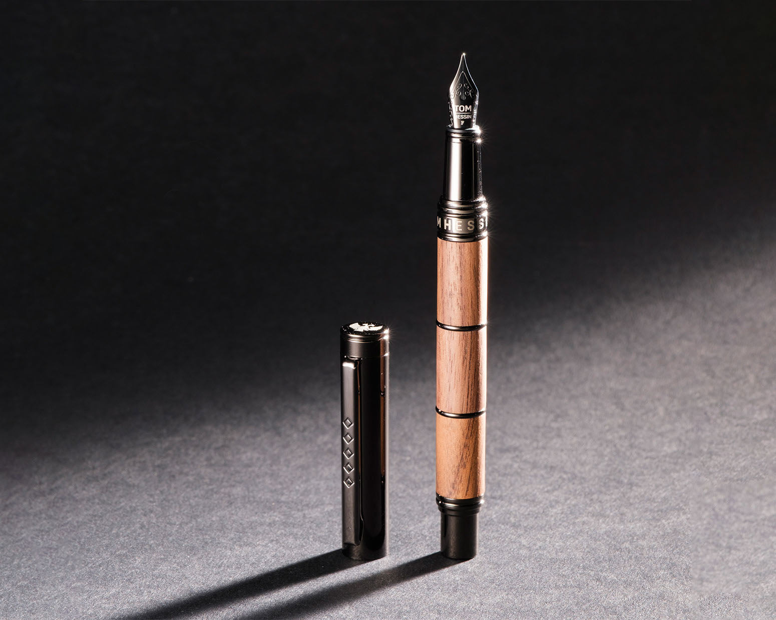 Tom Hessin Revolution Collection Rustic Wooden Barrel Fountain Pen