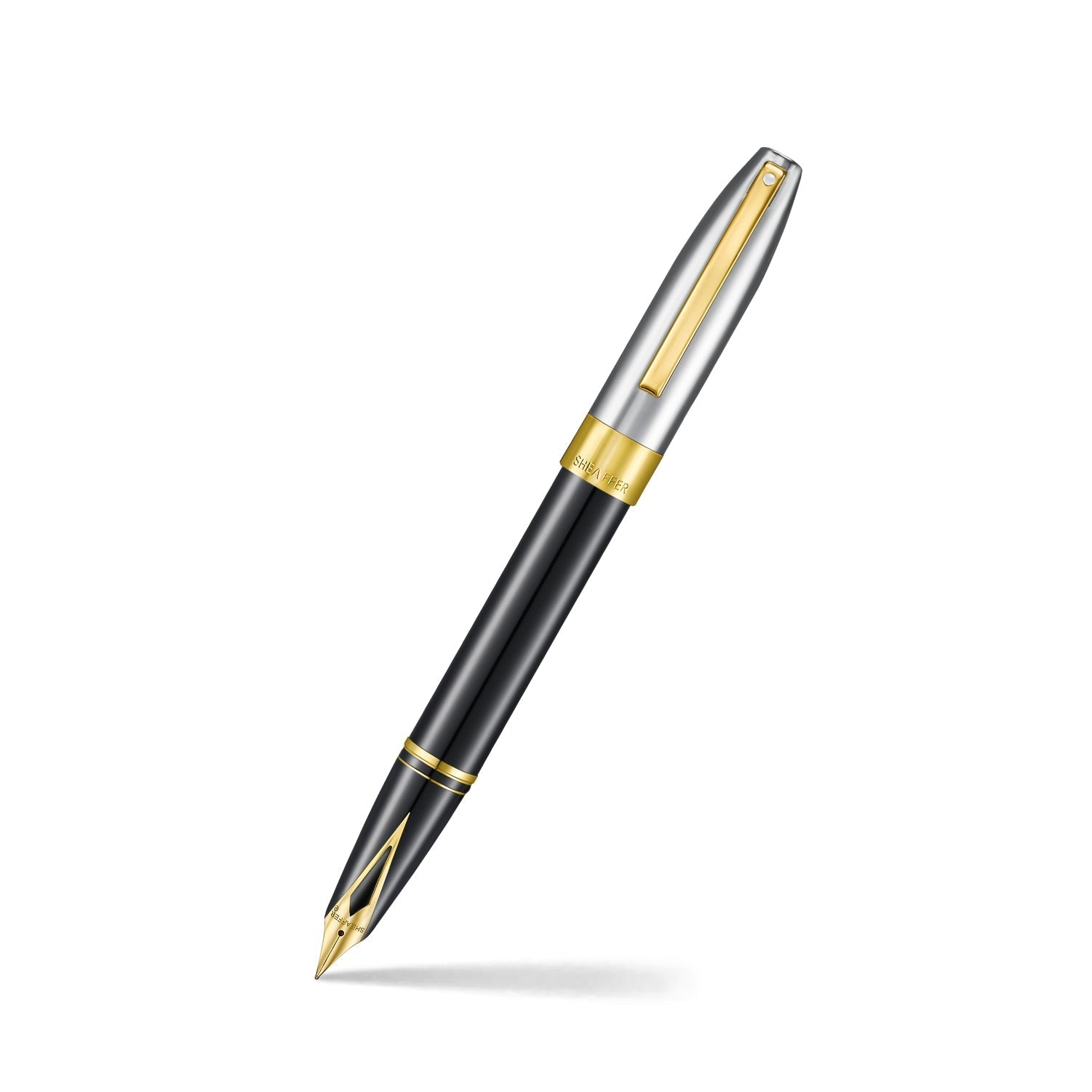 Sheaffer Legacy Glossy Black and Chrome Fountain Pen with 14k PVD Gold-Plated Inlaid Nib and Trims