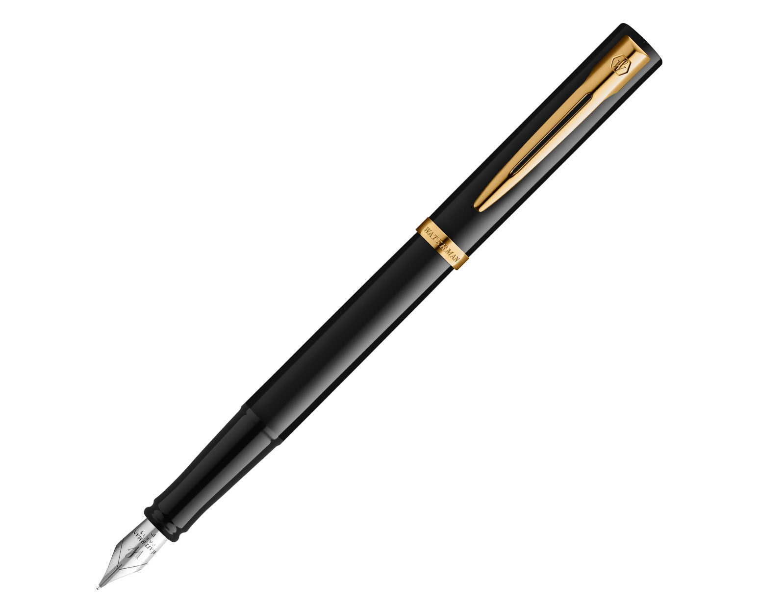 Waterman Impression Black Fountain Pen with Gold Trim