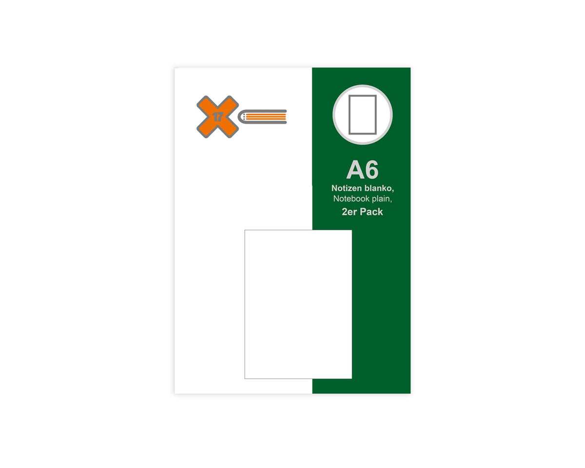 X17 Notes A6 Notebook Refills - Plain - 2 Pack