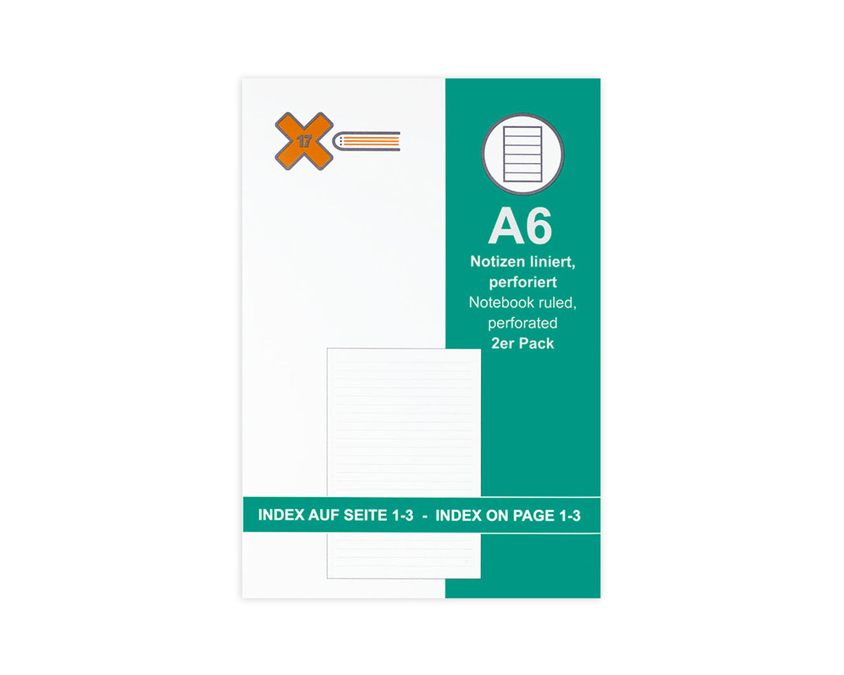 X17 Notes A6 Notebook Refills - Lined - 2 Pack