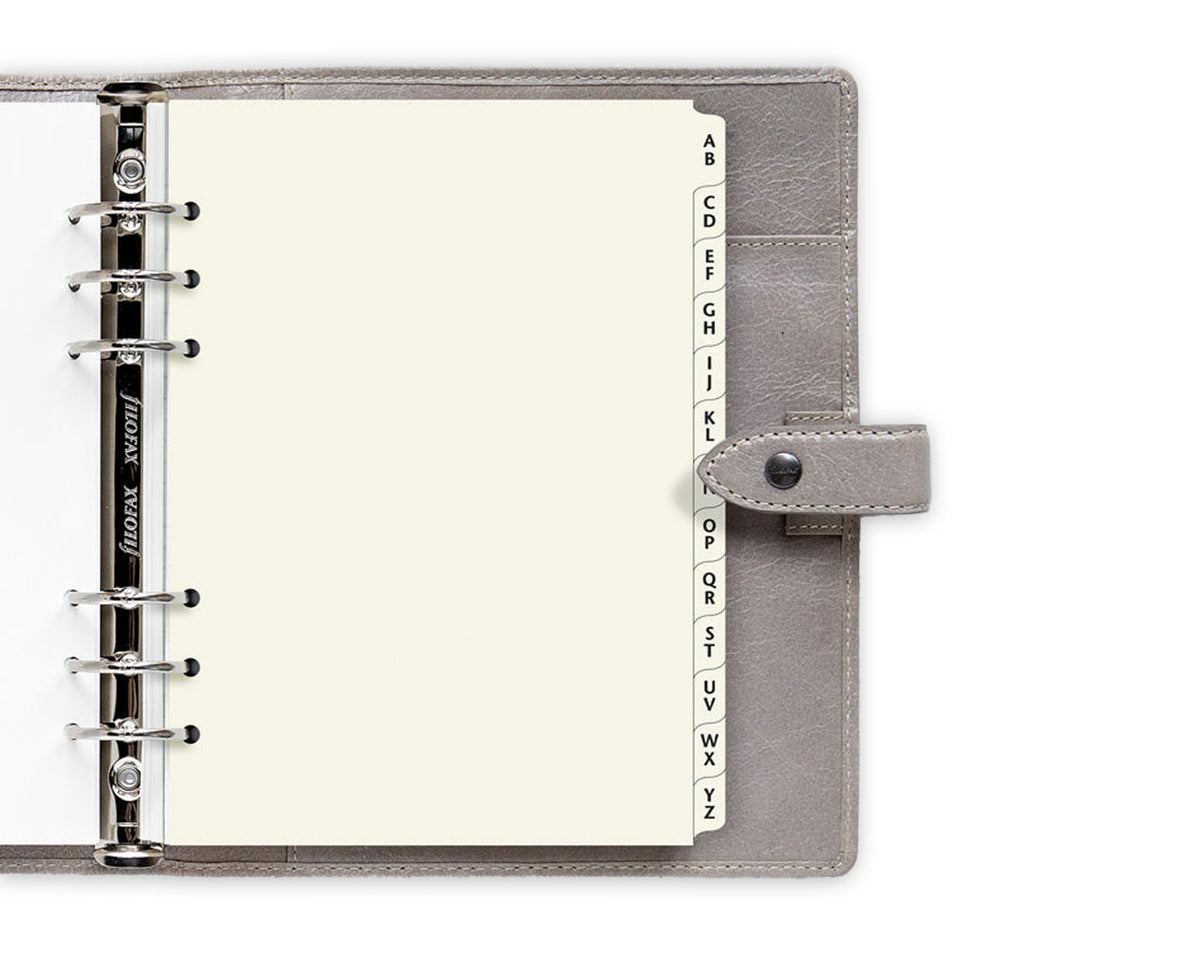 Filofax A5 A-Z Index Cotton Cream 2 Letter Tab Dividers