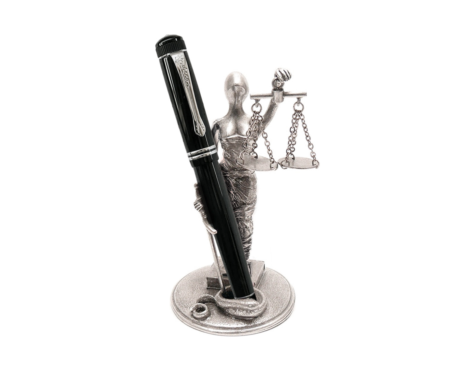 Jac Zagoory Designs Lady Justice and Scales Pen Stand