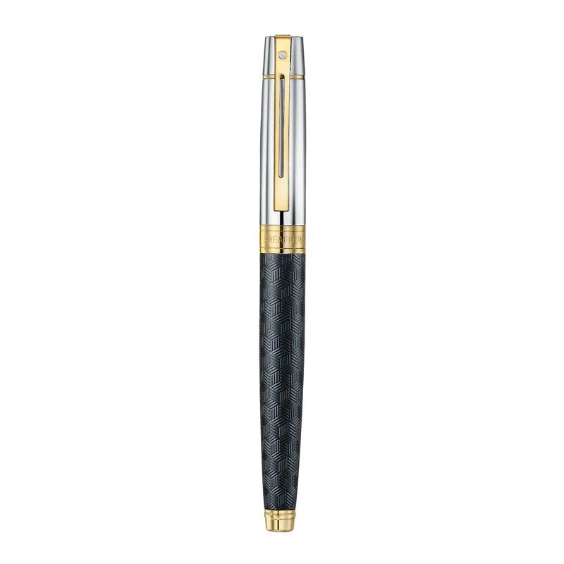 Sheaffer 300 Engraved Matte Black with Chrome Cap/PVD Gold Trim Fountain Pen